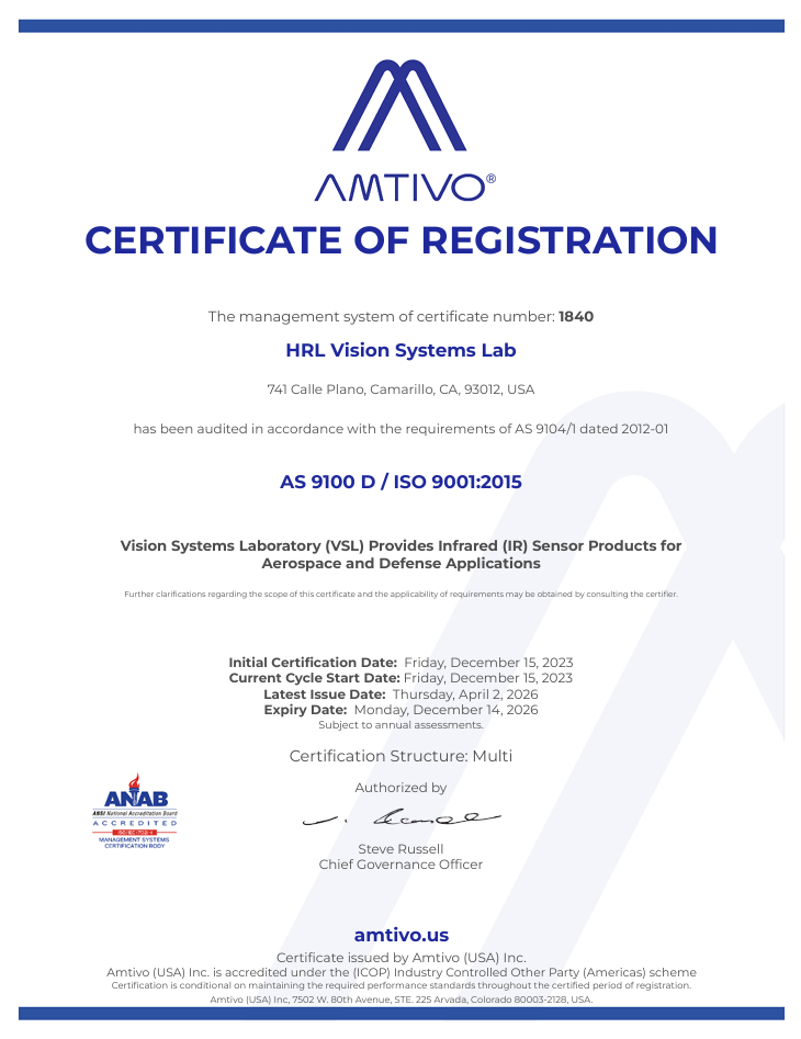 ISA AS9100D Certificate of Registration